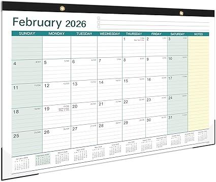 2026 Desk Calendar - 2026 Calendar from January 2026 to December 2026, 12" x 17", 12 Monthly Desk Calendar with Protector Corner- Holiday Design, Pack Of 2