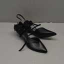 Coutgo Womens Low Kitten Heel Bow Heels Dress Shoes Closed Pointed Toe Ankle Strap Elegant Wedding Party Pumps Black 8,5