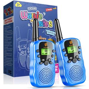Walkie Talkies for Kids 2 Pack: Long Range Kids Blue Walkie Talkies Boys Birthday Gifts Outdoor Toys for 3 4 5 6 7 8 9 Year Old Boy Kid Gift Toy Age 3-12 Camping Hiking