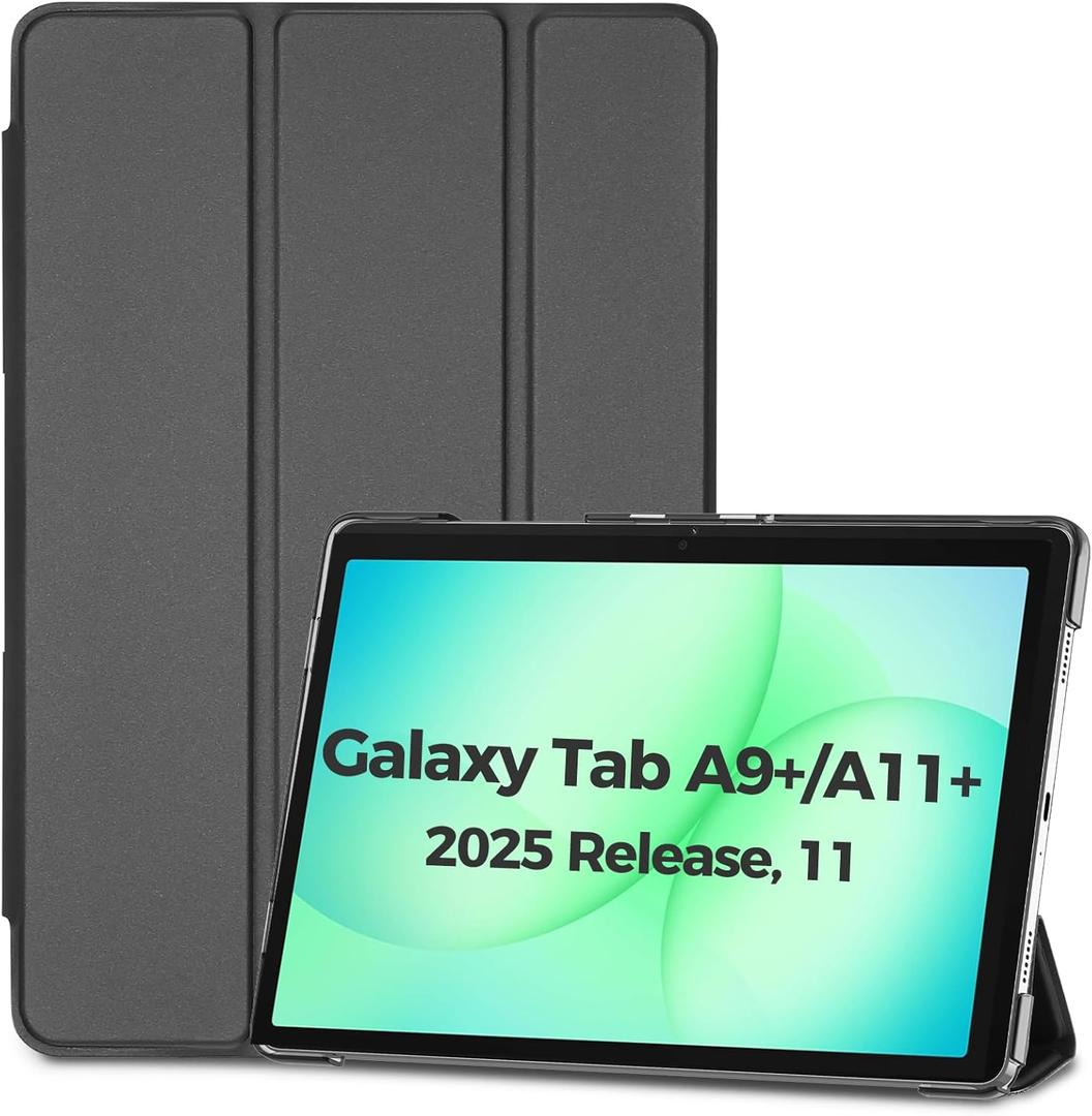 ProCase Smart Case for Galaxy Tab A11+ Plus/A9+ Plus 11 Inch, Slim Stand Hard Back Shell Protective Tablet Cover Folio Case for 11" Galaxy Tab A11+ Plus 2025/A9+ Plus 2023 -Black