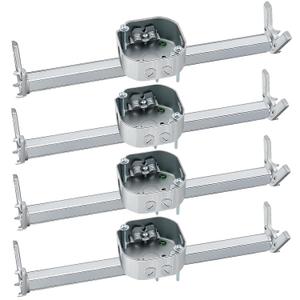 Therwen 4 Pcs Adjustable Fan Electrical Box Brace 14.2 Inches Long Silver Ceiling Fan Mounting Bracket for Fans and Light Fixtures