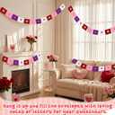 2 Pcs 19.7 ft Valentine Decoration Love Letter Garland Felt Love Heart Envelope Hanging Banner 6 Ft for Mantel Romantic Anniversary Engagement Wedding Garland Party Supplies(Multicolor)