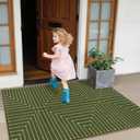Lahome Neutral Geometric Green Easy Jute Rug, 3x5 Washable Entryway Front Porch Rug, Farmhouse Rhombus Non Slip Non Shedding Indoor Outdoor Carpet for Kitchen Balcony Laundry