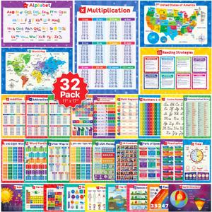 32 Set of 59 Colorful Educational Posters for Kids - 17x11, Multiplication Chart, Alphabet ABC Poster, Periodic Table, USA, World Map, Classroom Posters, Homeschool Supplies - Laminated & Flat, 17x11 32 Set of 59 Colorful Educational Posters for Kids - 17x11, Multiplication Chart, Alphabet ABC Poster, Periodic Table, USA, World Map, Classroom Posters, Homeschool Supplies - Laminated & Flat, 17x11