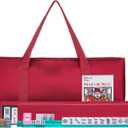 American Mahjong Set - Red Burgundy Soft Bag - 166 White Engraved Tiles, 4 All-in-One Rack/Pushers Western Mah Jongg Game Set, 6" x 21" x 10"