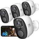 Rraycom 4PC 2.4G/5GHz Security Cameras Wireless Outdoor,2K Battery Home Security Camera with AI Detection,Siren, WiFi Home Indoor Camera, Color Night Vision,2-Way Talk,IP65, Cloud/SD, Works w/Alexa