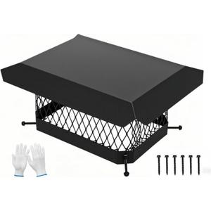 G GOOD GAIN Chimney Cap - 9 x 13 inch Chimney Cover for Outside Galvanized Steel | Fireplace Rain Caps with Hood Plate | Chimney Flue Cover Fits Existing Tiles with Adjustable Metal Screws & Gloves