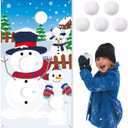 CiyvoLyeen Snowman Toss Games Banner, Winter Christmas Holiday Party Cornhole Game with 5 Snowballs for Kids Adults Family Gathering Indoor Outdoor Frozen Party Supplies