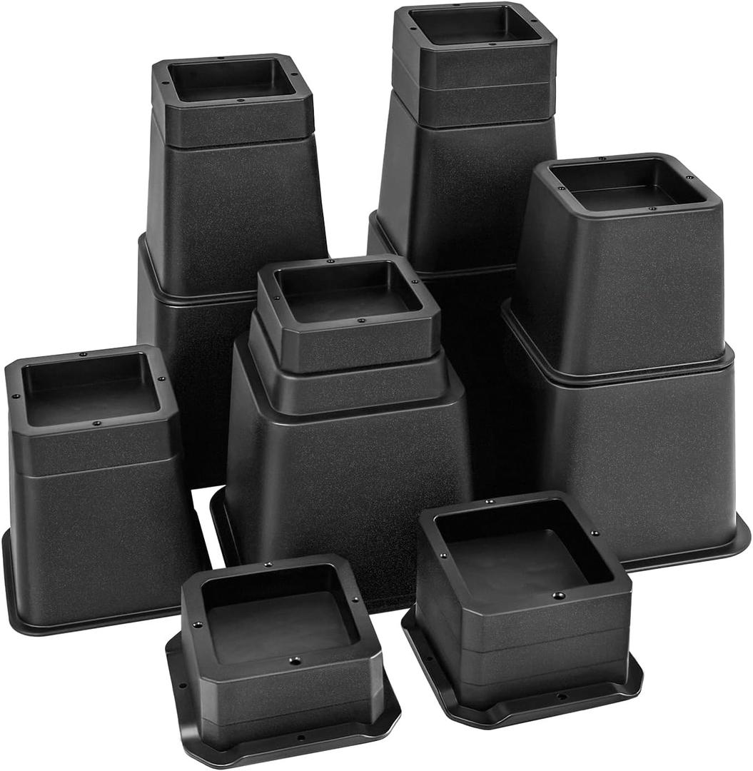 20 PCS Adjustable Bed Risers 10 Inch Heavy Duty, Furniture Risers Elevation in Heights 1, 2, 3, 4, 5, 6, 7, 8, 9, 10 Inch for Couch, Sofa, Table, Chair, Raisers Support up to 6,000 lbs, Black