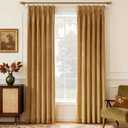 Golden Brown Triple Pinch Pleated Velvet Blackout Curtains 90 inches Long 2 Panel for Bedroom Thermal Insulated Living Room Darkening Velvet Drapes Thick Heavy Mordern Elegant Luxury Curtain 90 Length