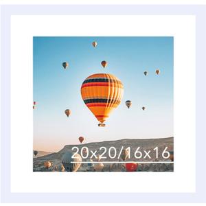 20x20 Picture Frame White with 16x16 Mat, Display Photo 16x16 with Mat or 20 x 20 Without Mat, Wall Hanging Large 20x20 Poster Frame with Shatter Resistant Plexiglass, White