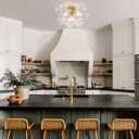 GoYeel Semi Flush Chandelier Gold, Modern Light Fixtures Ceiling Mount, 18.5 in