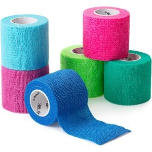Mr. Pen- Self Adhesive Bandage Wrap, 2" x 5 Yards, 6 Pack, Colorful Elastic Cohesive Bandage Wrap for Sports, Wrist, Ankle and Vet, Grip Tape, Self Sticking, Highly Stretchy for Injury Support