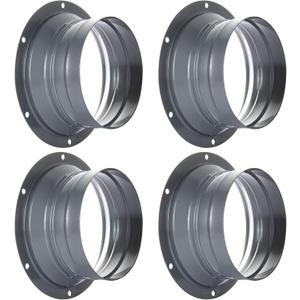 4 PCS 4 Inch Duct Connector Flange Inlet Fitting Metal Straight Pipe Flange Ventilation Pipe Connector for Heating Cooling Ventilation HVAC System Silvery Gray