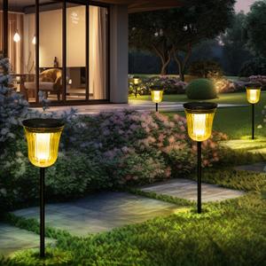 Solar Pathway Lights Outdoor, Solar Lights Outdoor Waterproof IP65, 200 LM Auto On/Off Solar Lights Garden, Outdoor Solar Lights for Yard Garden Walkway Driveway Path (1 Pack-200 Lumen)