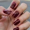Morily Dark Red Press on Nails Short, Square Shaped Gloosy Fake Stick on Nails for Women in 16 Sizes, 32 Pcs Reusable Full Cover Artificial False Fingernails