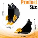 Mini Excavator Bucket 200mm with 0.98in Hole & 3.54in Span, 7.87in Trench Digger with Metal Teeth for 0.8-1.8 Ton Excavators, Digging Bucket with Manganese Steel Attachment (200mm/7.87inch)