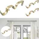 Heavy Duty Curtain Brackets, Fits up to 1 Inch Rods, Adjustable Double Curtain Holders, Set of 3, Gold