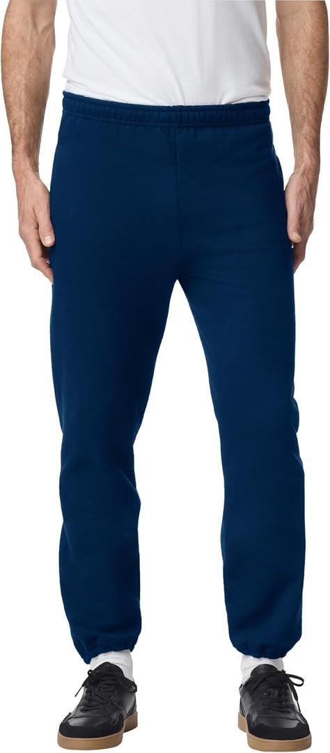 Gildan Adult Fleece Elastic Bottom Sweatpants with Pockets, Style G18100 (Medium, Navy)