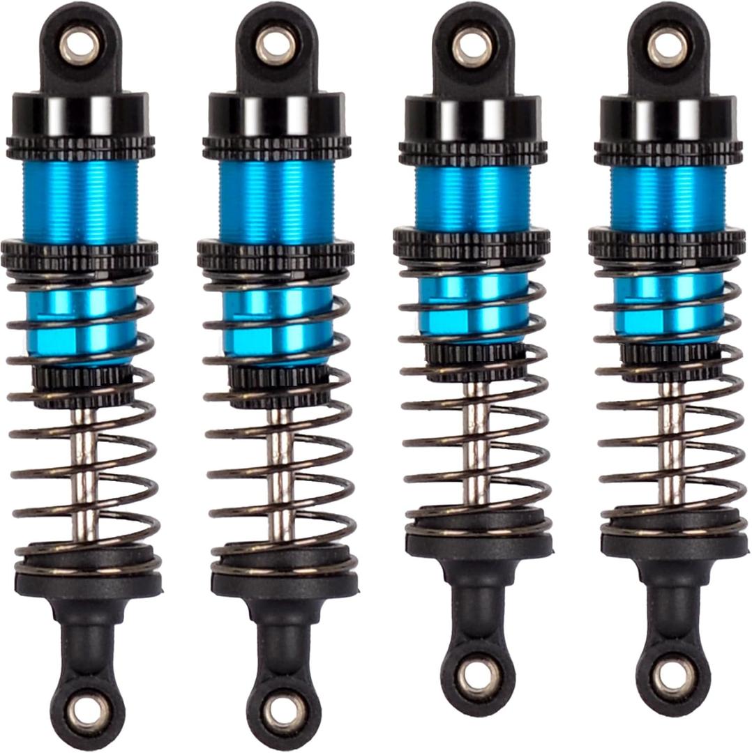 RcThjia Oiled Shocks Upgraded 66mm/72mm Aluminum Oil Shock Absorber Set for 1/12 1/14 1/16 RC Cars - Compatible with WLtoys 144001, 124019, MJX 16208, HBX & More (Bz-black-blue)