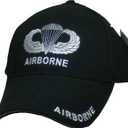 Airborne Jump Wings Embroidered Adjustable Baseball Cap Black