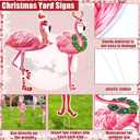Karenhi 6 Pcs Christmas Flamingo Yard Decorations Pink Flamingo Signs with Stakes Waterproof Tropical Yard Decor for Outdoor Garden Lawn Photo Props Xmas Holiday Party Supplies