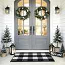 REFETONE Buffalo Plaid Rug 24"x36", Black and White Checkered Rug Rubber Backing Non-Slip Indoor Outdoor Rugs for Layered Door Mats, Washable Absorbent Carpet for Front Porch Farmhouse Entryway