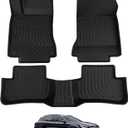 All-Weather TPE Rubber Floor Mats Compatible with 2014 2015 2016 2017 2018 2019 Mercedes-Benz GLA200 GLA250 CLA45 AMG, Custom Fit Full Car Carpet Liners Set (Black)