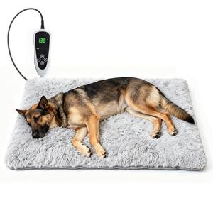 Dog Heating Pad 28x18 in with Smart Thermostat Switch and Power Line Protection Tube,Obtained MET and UL Dual Certification,Waterproof Puppy Heating Pad- Gray 1