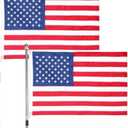 Mindsoft 2 Pack American Boat Flags Marine 2 x 3 FT with 59" Telescopic Pole, Golf Cart Flag Pole Holder for Boat & Golf Cart 4th Of July Decorations Outdoor
