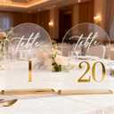 Clear Arch Acrylic Wedding Table Numbers 1-20 with Stands, 5.5"x7" Arched Acrylic Wedding Seating Chart Signs with Gold Mirror Numbers, Table Number Holders for Party Anniversary, Ideal Mothers Day Gift