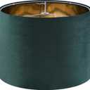 GO&SO Green Velvet Medium Lamp Shades Drum Lamp Shades 13" Top x 13" Bottom x 10" High (Spider) Modern Lampshade for Table Lamps & Floor Lamps & Bedside Lamps -Assembly Required - By GO&SO
