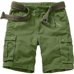 Raroauf Green Cargo Shorts for Women's Cotton Fitted Casual Summer Shorts Multi Pockets 29W(US 8)