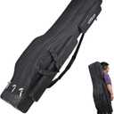 LEOFISHING Portable 3 Layers Fishing Pole Bag Durable Oxford Folding Fishing Rod Reel Carry Case Tackle Storage Bag Case Waterproof Camouflage Travel Fishing Carrier (Black, 120cm/47in)