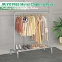 JIUYOTREE Metal Clothing Rack 43.3 Inches Clothes Garment Coat Rack with Bottom Shelf Clothing Rack for Hanging Clothes Coats Skirts Shirts Sweaters Silver Gray
