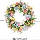 Artificial Wreath for Front Door, 16 Inch Spring Summer Wreath with Roses and Hydrangeas, Outdoor/Indoor All Season Home Decor, Farmhouse Wedding Wall Decor Gift