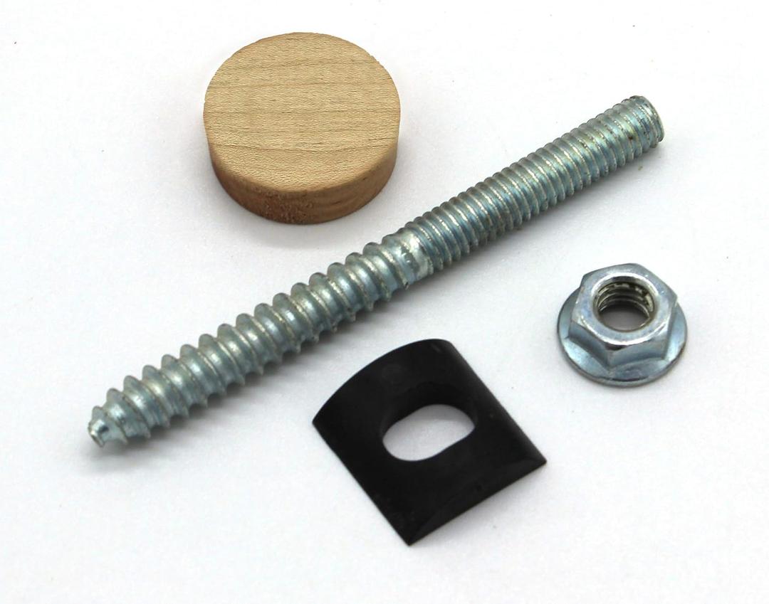 Stair Handrail Bolt Kit - Includes (10) Rail Bolts (3 1/2" x 5/16"), (10) Shoulder Nuts, (10) Plastic Curved Washers, and (10) 1" Paint Grade Tapered Hardwood Plugs