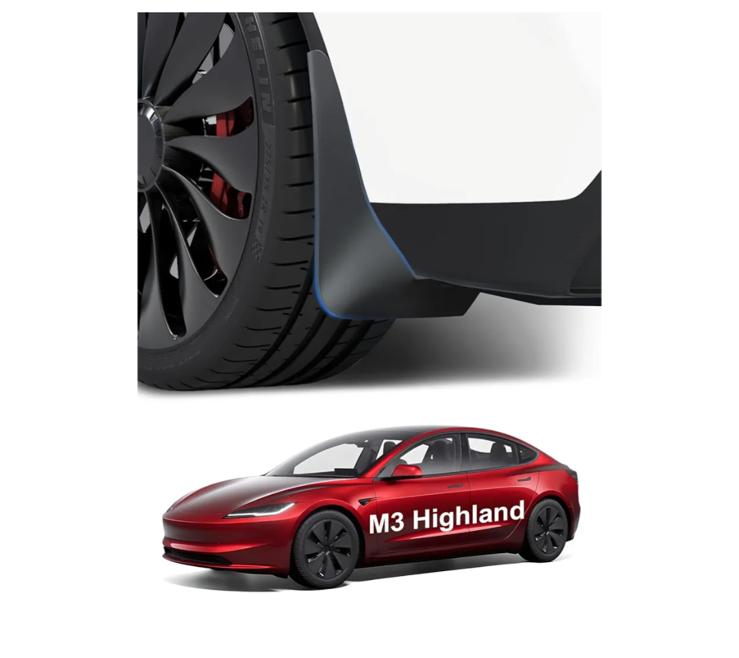 Zanch 4PCS 2025 Upgraded Tesla Mud Flaps, [No Drilling No Tape], All-Weather Splash Guards Fenders for Model 3 Highland (2024-2025), Tesla Model 3 Accessories 2025