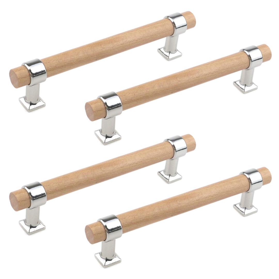 T Tulead 4PCS Cabinet Drawer Pull Handles Wood Pulls 128mm/5 Hole to Hole Furniture Handle Pulls for Dresser Wardrobe Bookcase