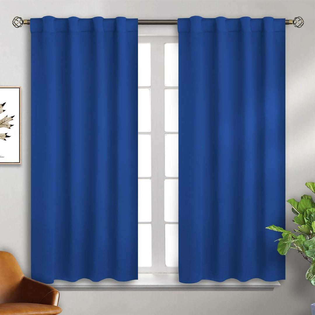 BGment Rod Pocket and Back Tab Blackout Curtains for Bedroom - Thermal Insulated Room Darkening Curtains for Living Room, 2 Window Curtain Panels (38 x 54 Inch, Classic Blue)