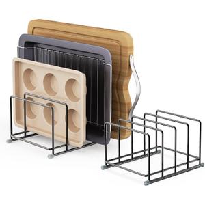 Cutting Board Organizer-1.6in Wide Kitchen Cutting Board Holder Stand for Pan,Baking Sheets,Cookie Sheets with 4 Slots,Baking Sheet Oragnizer(2PC-Medium)