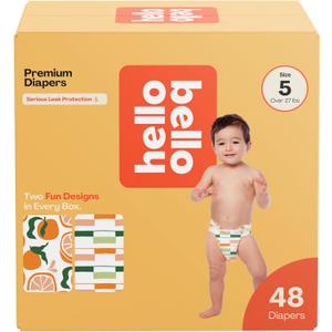 Hello Bello Premium Diapers Size 5, Main Squeeze & Zesties for The Resties Designs, 48ct Club Box