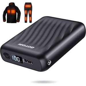 Heated Jacket Battery Pack - Power Bank with LED Display and 2 Adapter Cables for Wulcea, ULUSERN, Genovega, and Other Outdoor Heating Coat