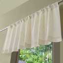 Valea Home Kitchen Valances for Windows, Faux Linen Valance Rod Pocket, Rustic Farmhouse Curtain Valances 18 inch Length for Bathroom Living Room, Natural, 1 Panel