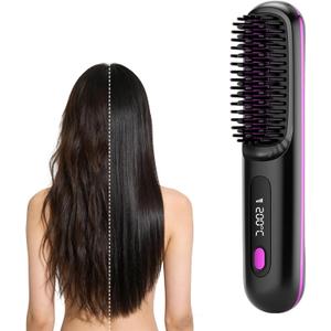 Mini Hair Straightener for Short Hair - 2026 Upgraded Cordless,Portable Straightener Brushs for Travel,Fast Heating Cordless Mini Hair Brushs Styling Tools (Black)