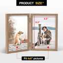 4x6 Double Picture Frame Wooden Hinged Photo Frame Definition Glass Stand Vertically on Desktop or Tabletop (Grain)