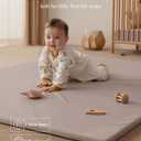 Blissful Diary Vegan Leather Baby Play Mat, 71x59 Thicken Foam Cushioned & Waterproof Playpen Mat for Infants and Toddlers, Stylish and Just Wipe-Clean Playmat for Baby Play on Floor, Taupe