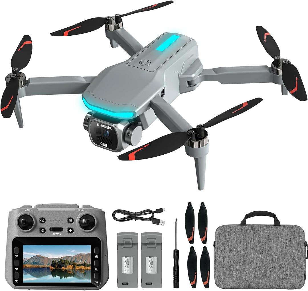 Drone for Kids with Camera, Foldable RC Quadcopter with 4.5" Remote Screen, Brushless Motor, Optical Flow Hover, Adjustable Camera, 360° Flip, Gesture Photo/Video, One Key Start/Land, Birthday Gift Toy