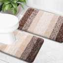 OLANLY Micorfiber Bathroom Rug Set 2 Piece, Soft Absorbent Bath Mats, Brown
24"x16"+U-Shaped 24"x20", Bath Rugs and Contour Toilet Rug, Non-Slip, Machine Wash Dry, Plush Shaggy Bath Mats for Bathroom