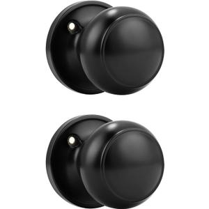 Probrico (2 Pack Classic Closet Door Knobs Dummy Door Knob, Individual Non-Turning Dummy Door Knob Single Side, Black Interior Door Knobs, Easy Installation